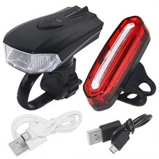 PAGAO Waterproof LED Bike Light Set  Super Bright 400 Lumens USB Rechargeable Bicycle Headlight  Front Light And Warning Tail Light Cycling Safety Flashlight BEST For Mountain Road  Fits any Bicycles - B0756B8CYX